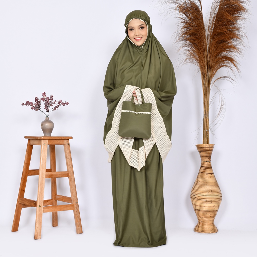 Mukena Dewasa Zahra Katun Polos, Mukena Telekung Traveling Dewasa