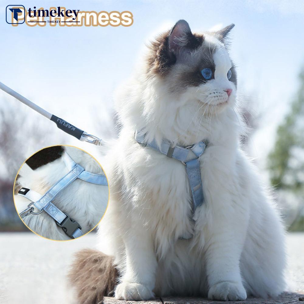 Timekey Adjustable Pet Cat Gradual Color Changing Traction Rope Set Anjing Anjing Anjing Anjing Berbentuk I Harness Dada Untuk Anjing Kecil Sedang I6S5