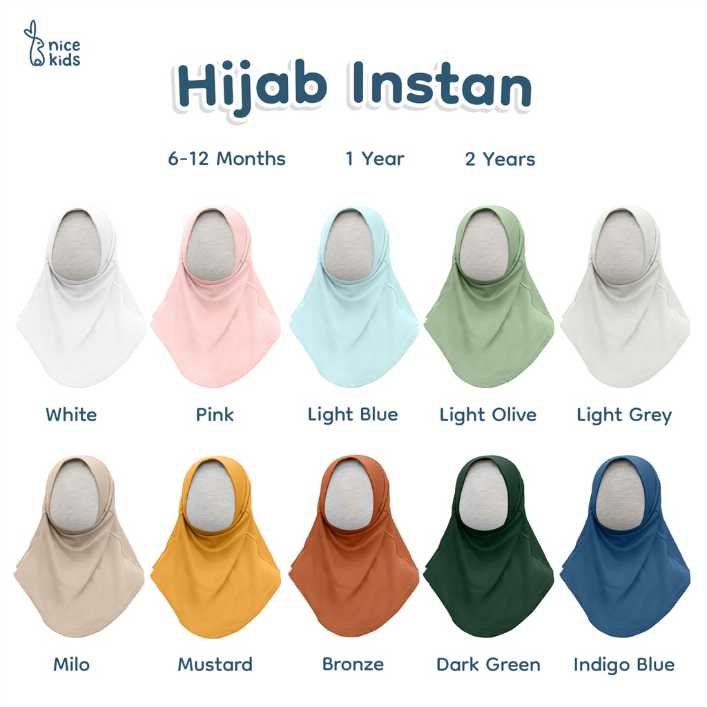 Nice Kids - Hijab Instan Kerudung Pashmina Anak Bayi Tanpa Jarum (6 Bulan - 2 Tahun)