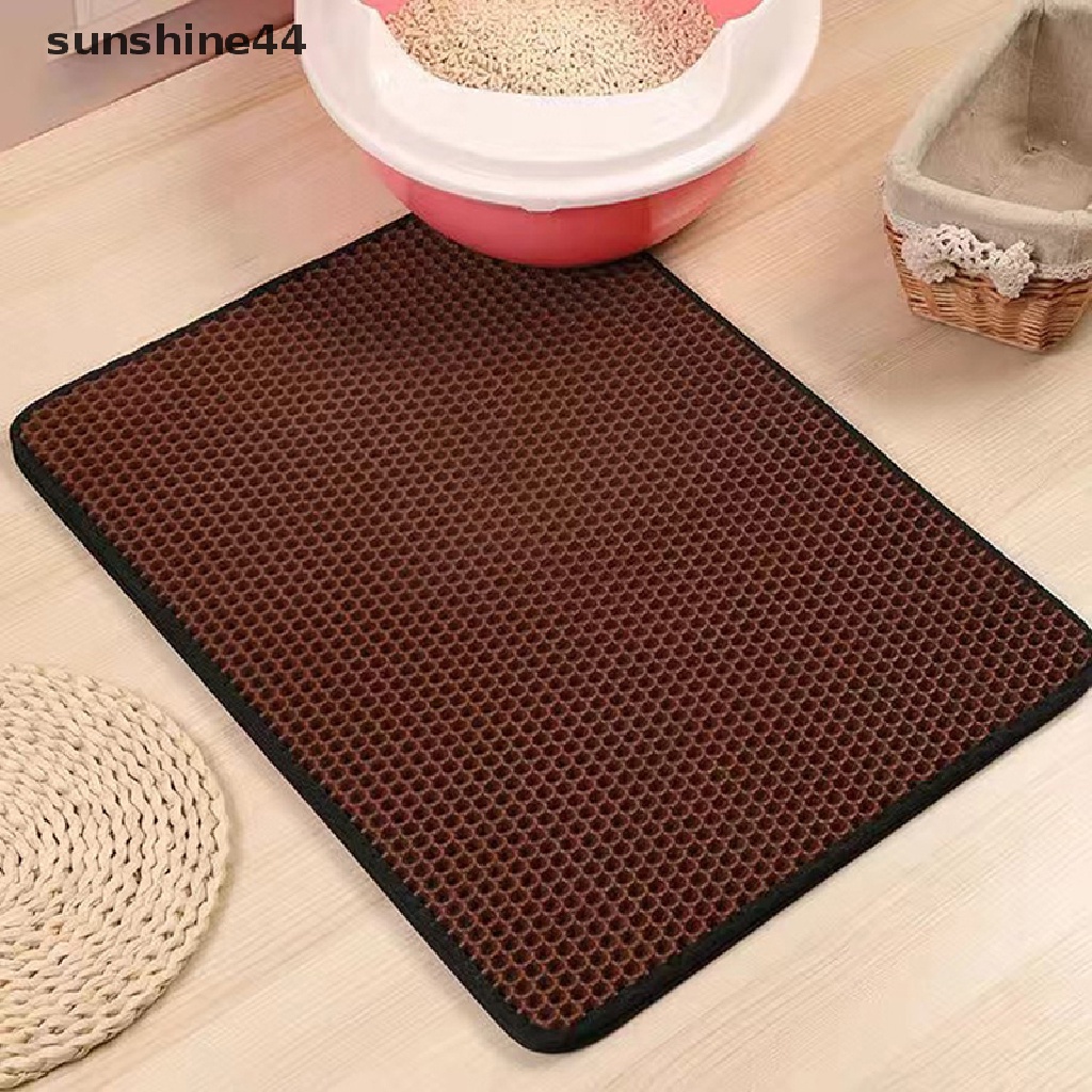 Sunshine Alas Kotoran Kucing Peliharaan Tahan Air Lapisan Ganda Pet Litter Box Mat Non-slip Pasir Cat Pad Washable Bed Mat Clean Pad Produk ID