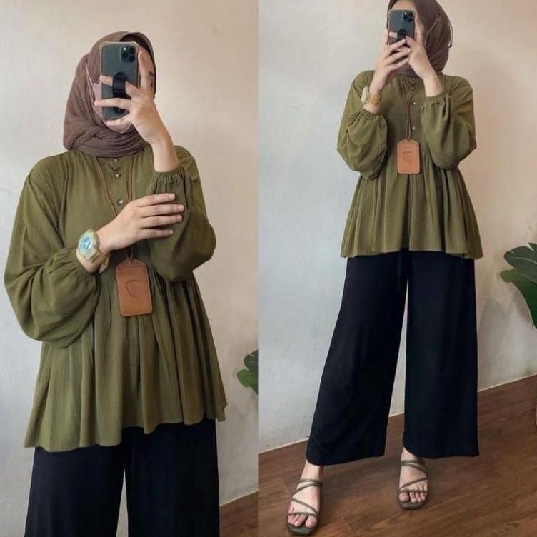 BOOMING Raisa Blouse Rayon Crinkle Premium Rania Blouse Crinkle