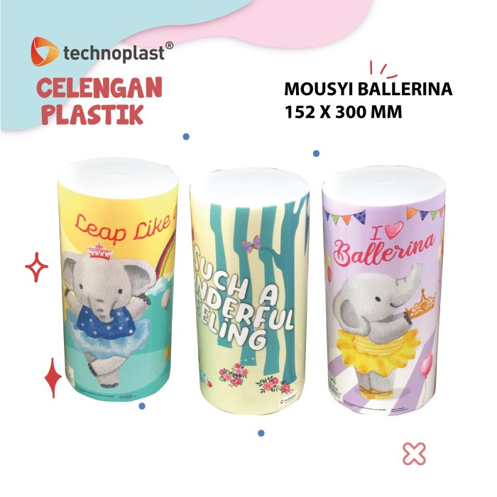 TECHNOPLAST Coin Bank Jumbo / Celengan Plastik 152 X 300 Mm Mousyi Ballerina