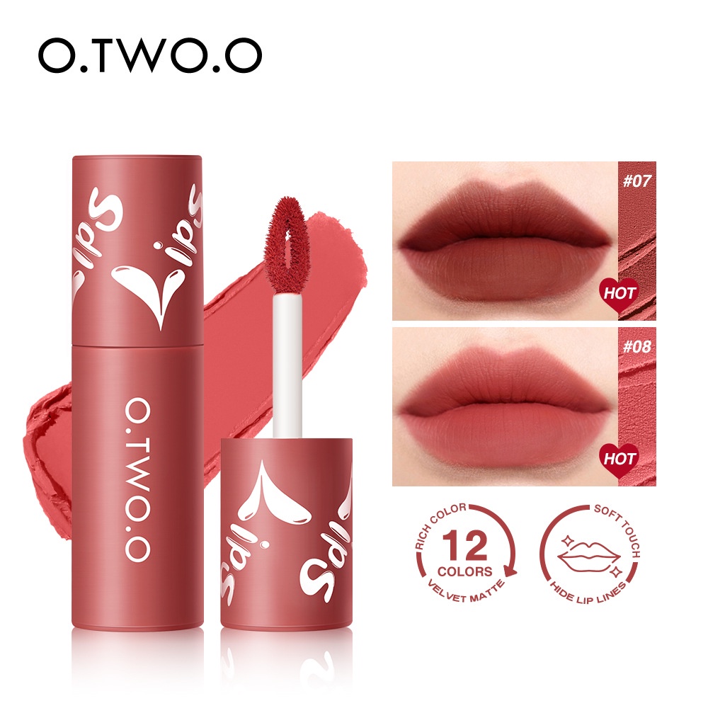 O.TWO.O LIP CREAM MATTE LIPSTICK WATERPROOF LIP TINT LONG LASTING LIP &amp; CHEEK MUD KEMASAN MAROON KODE 9144