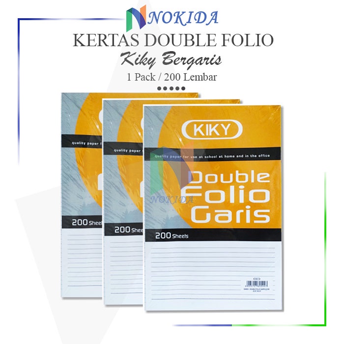 

Nokida Kertas Folio Bergaris Kiky [200 Sheets] / Kertas Polio Kiki 1 Pak / Kertas Double Folio Garis Kiky 200 Sheets 1 Pack