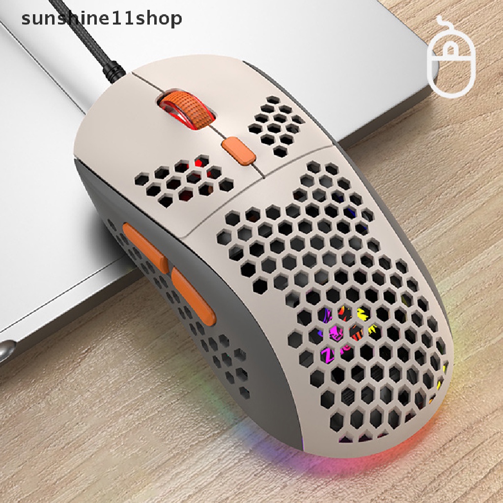 Sho Mouse Kabel Lampu RGB Honeycomb Gaming Mouse USB Komputer PC Desktop Aouse Laptop Mice Gamer N