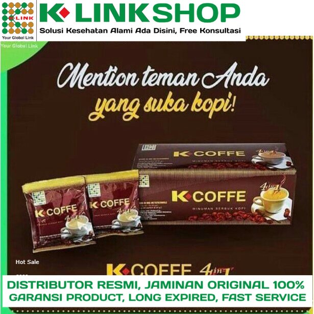 

K-Coffee 4in1 Original K-link.Kopi Gingseng Penambha Stamina.Satu Box isi 20 Sachet.