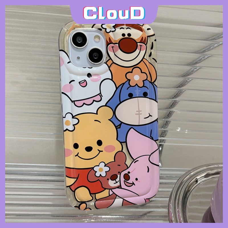 IPHONE Shockproof Airbag Kamera Pelindung Case Kompatibel Untuk Iphone7 6s 6 8 Plus XR 11 12 13 14 Pro Max X XS Max SE 2020 Kartun Lucu Winnie The Pooh Bear Lembut TPU Penutup Belakang