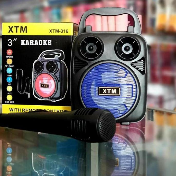 ♛ XTM 316 Speaker Bluetooth Speaker Mic Karaoke Wireless Portable Music Karaoke XTM-316 ☚