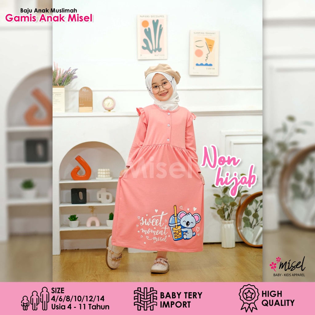 GAMIS ANAK PEREMPUAN MEREK MISEL 3-10 TAHUN BAHAN BABYTERRY IMPORT