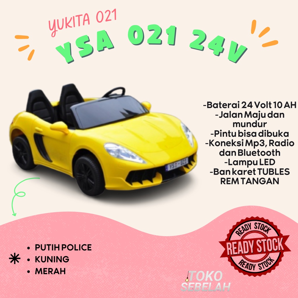 Mainan Anak Mobil Aki Yukita 021 24V Porsche Jumbo Ferarri Remote