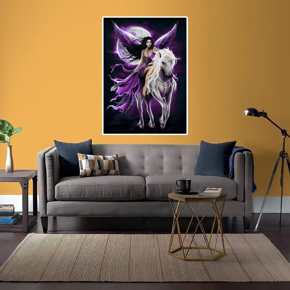 LUKISAN POSTER CETAK GAMBAR KUDA TERBANG 02 TERLARIS SEINDONESIA HIASAN DINDING RUANG TAMU KAMAR DAP