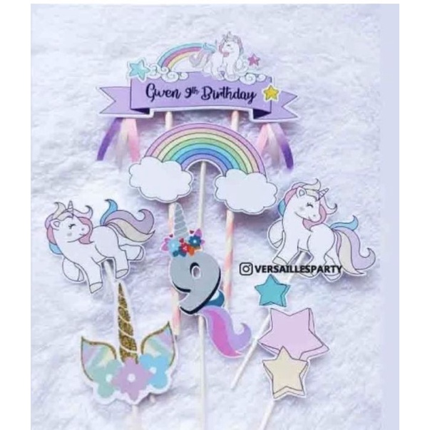 Cake Topper Unicorn Purple / Topper kue Unicorn / Hiasan kue Unicorn / Custom Topper