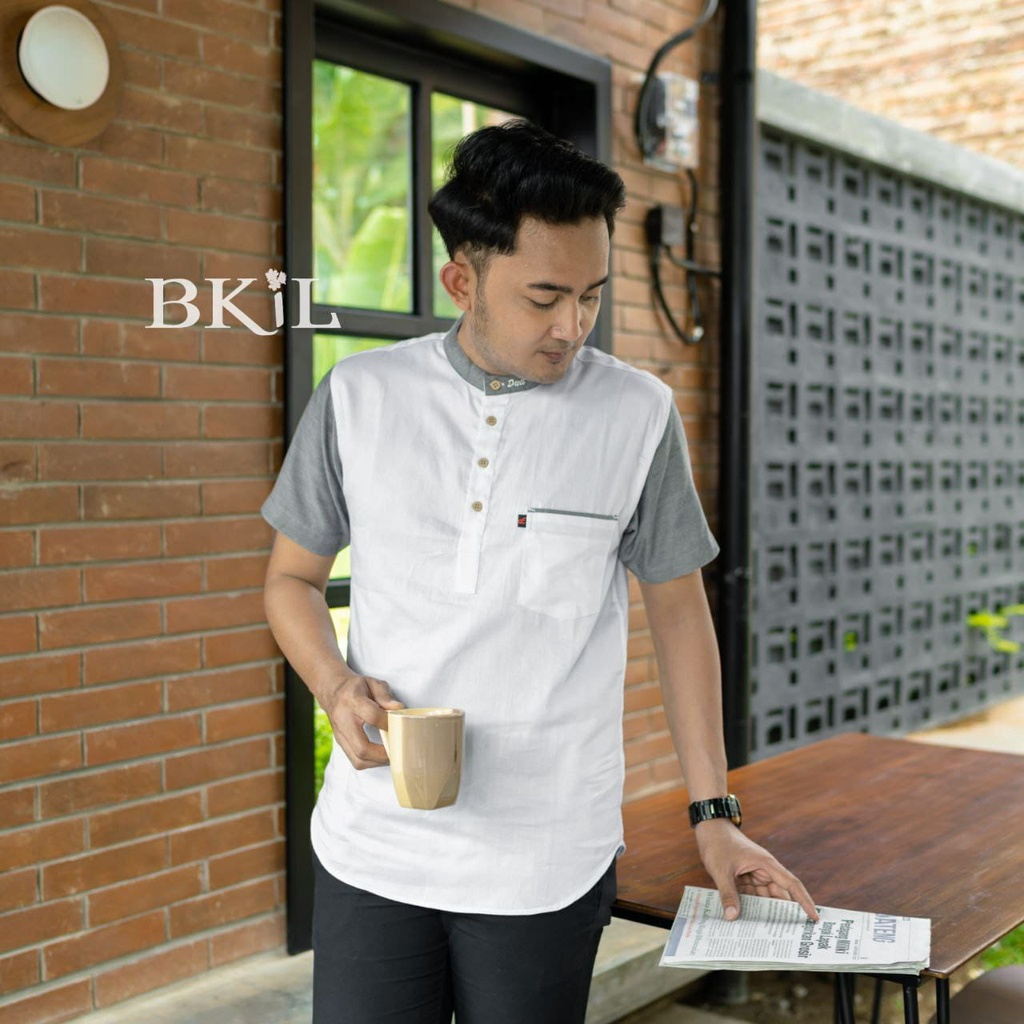 Kemko Baju Koko Pria Muslim Lengan Pendek Bahan Katun Premium Cowok Muslim