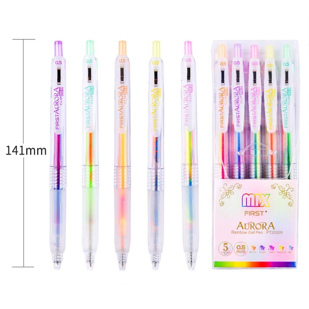 Agustin Press Gradient Gel Pen Kawaii 0.5mm Hand Akun Alat Tulis Siswa Sekolah Perlengkapan Kantor Untuk Anak Anak Menulis Pena Gambar