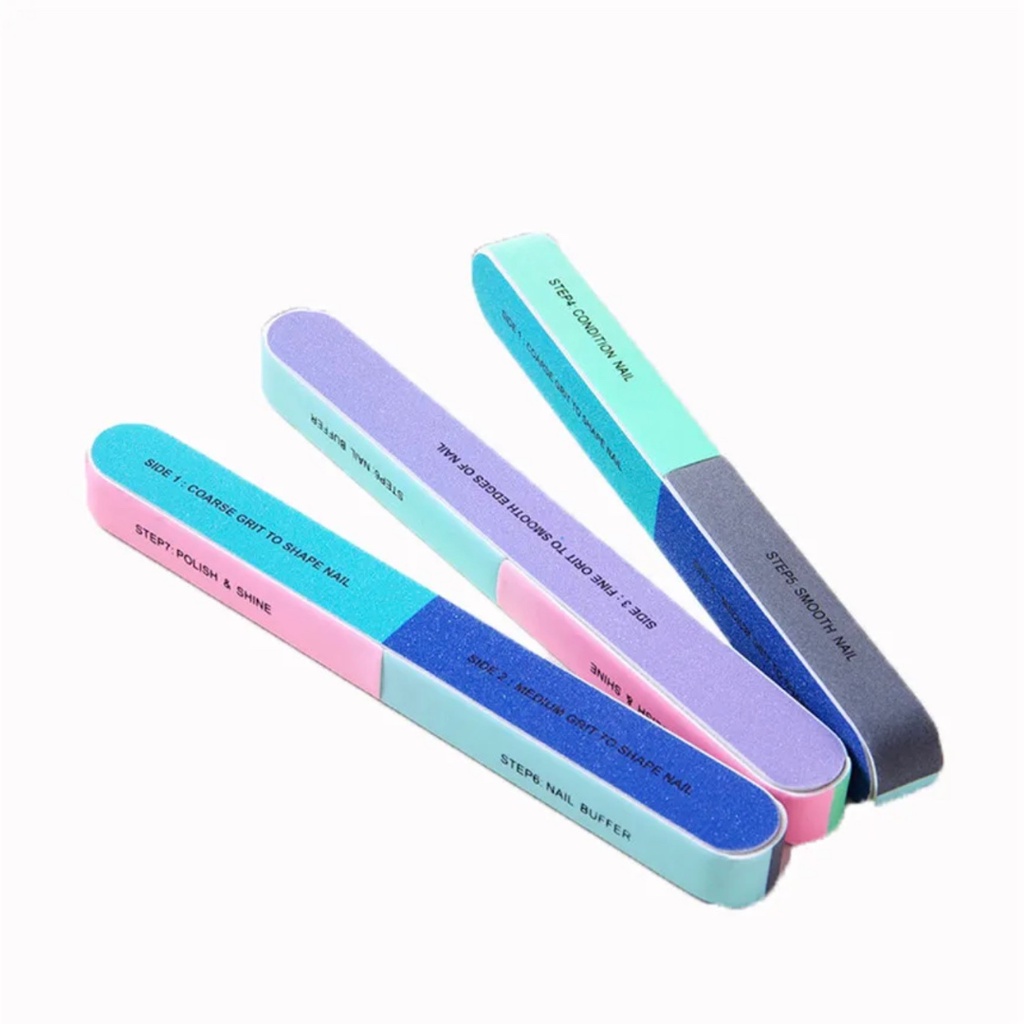 TRS - Alat Kikir Kuku Buffer 7 in 1 Kuku Portable Kikir Kuku Kayu Untuk Manicure Pedicure Amplas Kuku 7 Sisi Pengkilat Kuku
