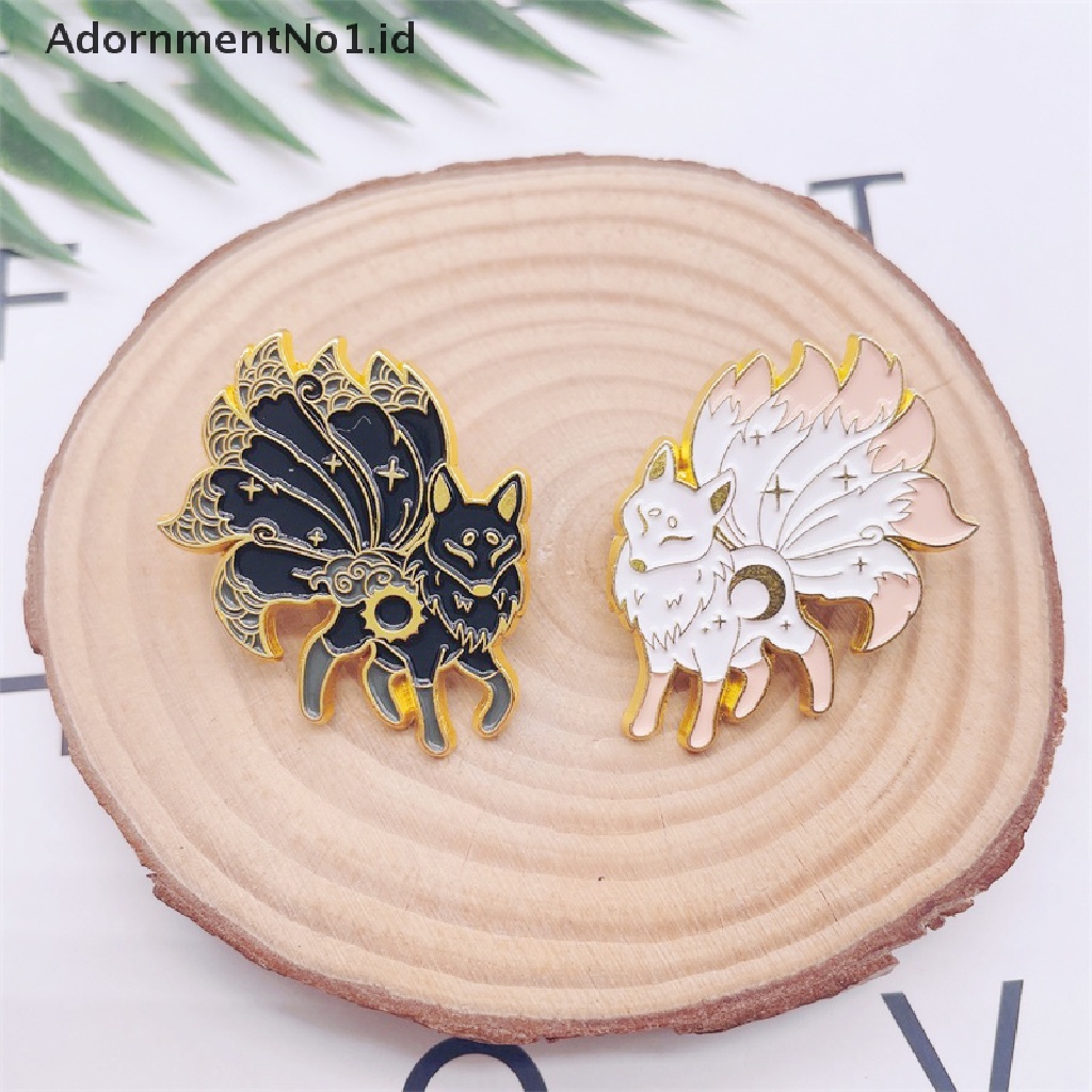 [AdornmentNo1] Kartun Hewan Lucu Enamel Pin Hitam Putih Fox Bros Pin Lencana Baju Tas Aksesoris Wanita Perhiasan Hadiah [ID]