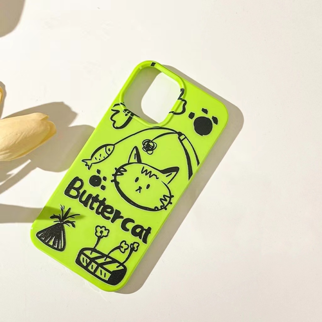 IPHONE Ins Pola Kucing Cocok Untuk Iphone14 14pro 14plus 13 13mini 13pro 13prm iPhone12 7Plus 8Plus Xr XS 13 12mini Pro Max Empat Sudut Casing Ponsel Tahan Guncangan