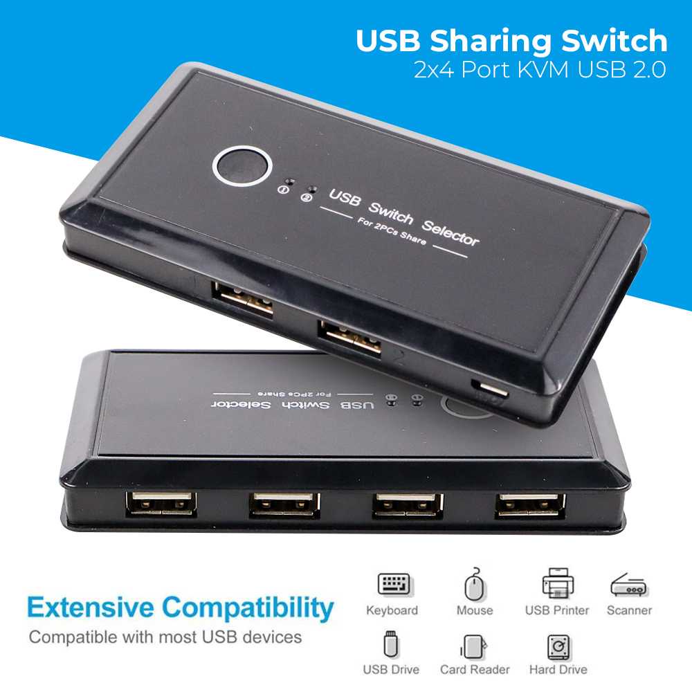 Alat share USB 2in 1 - USB Splitter 2PC in 1 - USB Sharing 2in1 - USB Sharing Switch 2x4 Port KVM 2 PC USB Switch USB 2.0