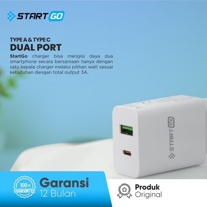 STARTGO Kepala Charger Fast Charging 20w Quick Charge 3.0 Type C &amp; USB TOP