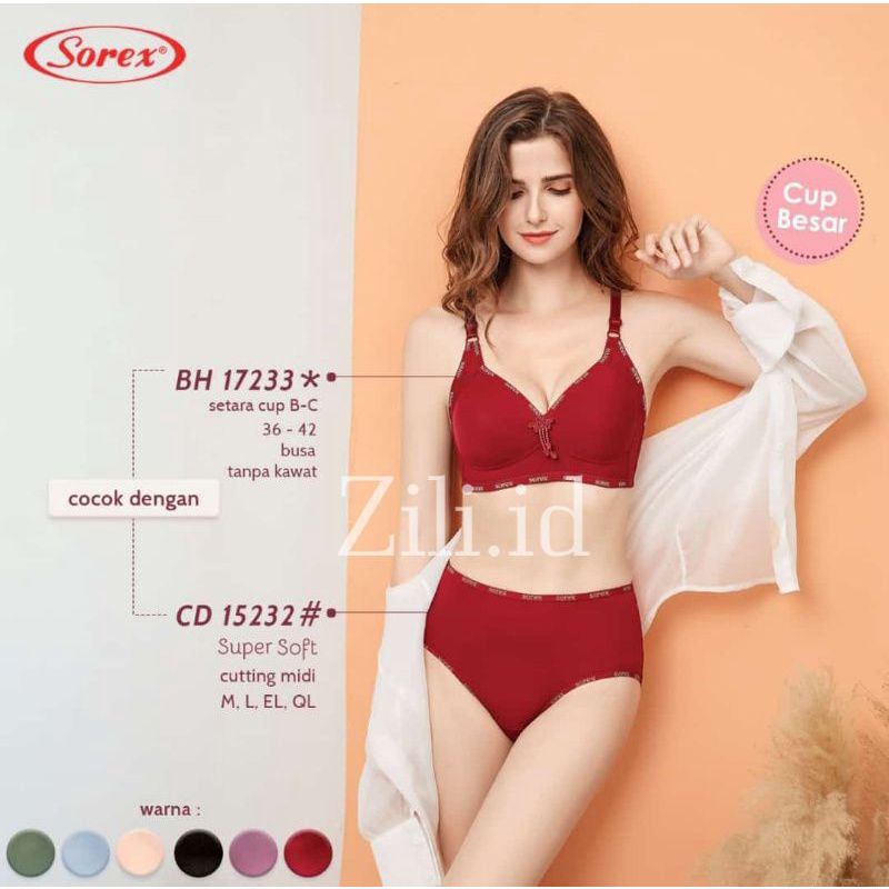 Sorex bra set super soft tanpa kawat big Cup/cup besar/cup C (Bra+CD)