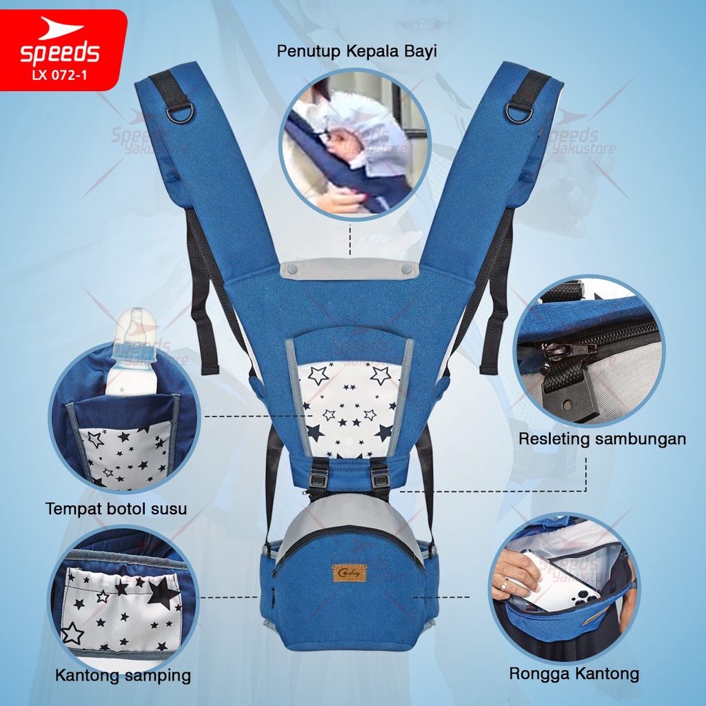 SPEEDS Gendongan Hipseat Bayi Baby Carrier 4in1 Bedongan Bayi Ransel Depan Breathable Hip seat 072-1