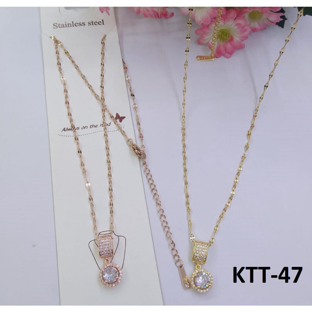 KALUNG TITANIUM EMAS GOLD KOTAK BULAT DIAM TERMURAH / DUNIA GELANG TERBARU