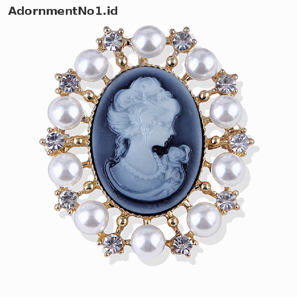 [AdornmentNo1] 1pc Bros Vintage Cameo Elegan Bros Potret Kepala Ratu Wanita Untuk Perhiasan [ID]