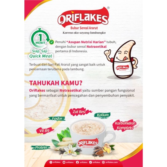 

Sereal Umbi Garut Oriflakes Quickmeal sachet 30 Gr