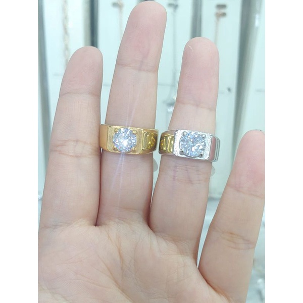 cincin pria permata fashion titanium anti karat anti luntur