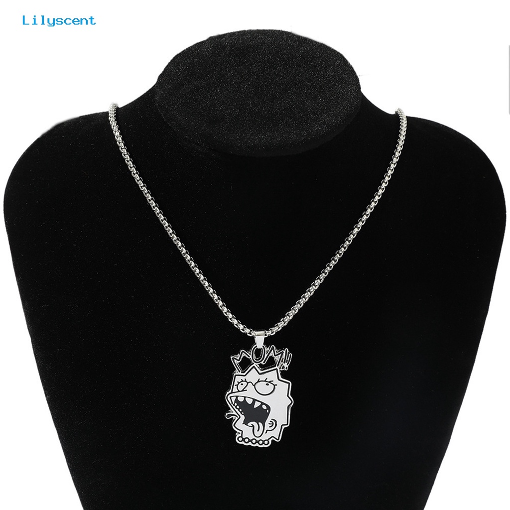 [LS] Liontin Kalung Adjustable Ringan Mudah Dipakai Alergi Gratis Lucu Hias Titanium Steel Hip Hop Kalung Dengan Liontin Kartun Hadiah Untuk Remaja