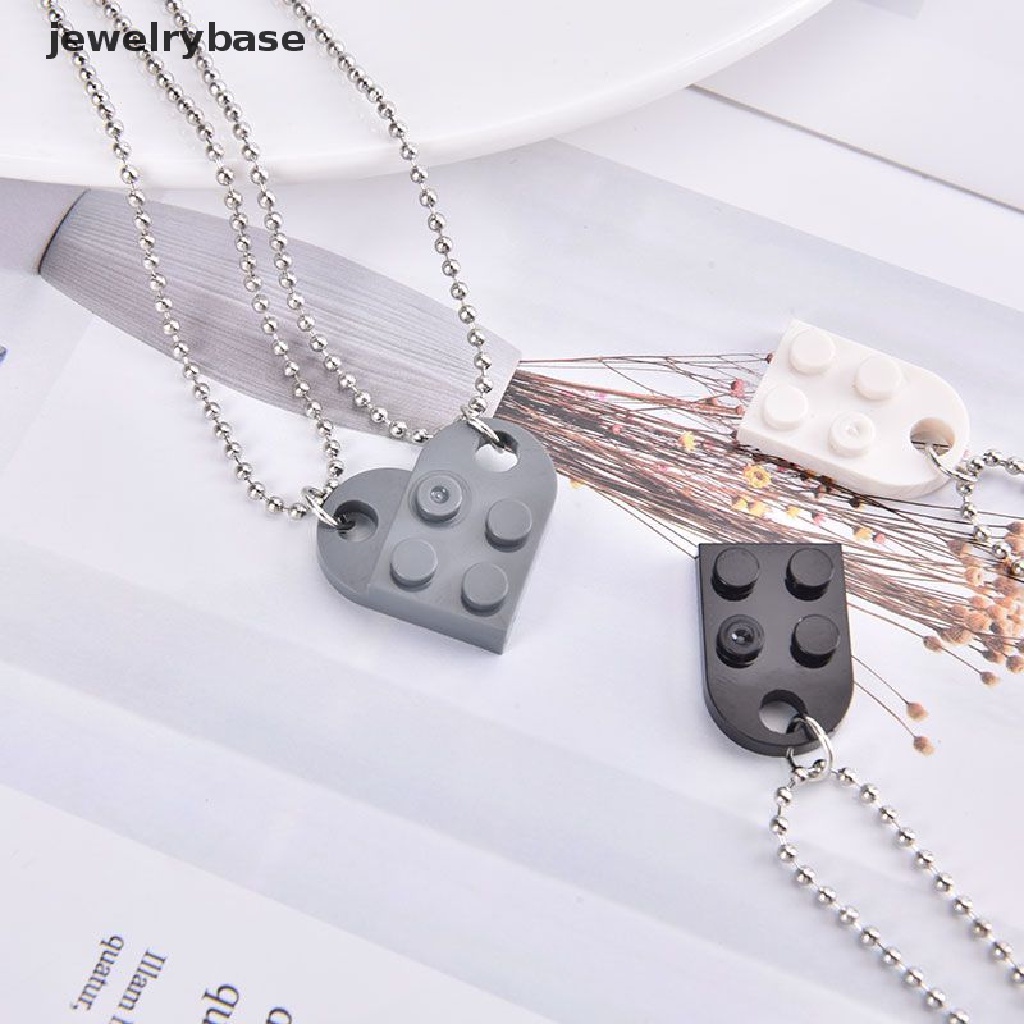 [jewelrybase] 2 Pcs Lucu Cinta Hati Bata Liontin Kalung Pasangan Persahabatan Wanita Pria Elemen Butik