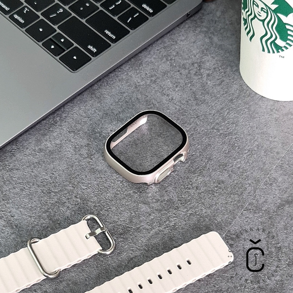 &quot; BASIC STARLIGHT COVER &quot; GLASS CASE APPLE WATCH - SERIES ULTRA 8 7 6 5 4 3 2 1 SE | SIZE 49mm 45mm 44mm 42mm 41mm 40mm 38mm | tempered glass case pelindung layar cover iwatch