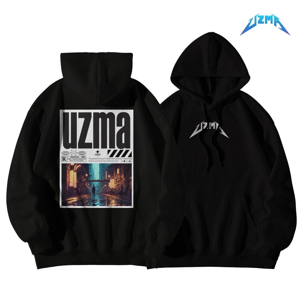 Jaket Pria Wanita Jumper Hoodie Hitam Distro Uzma Origins UNSOMMA { Bayar di Tempat }