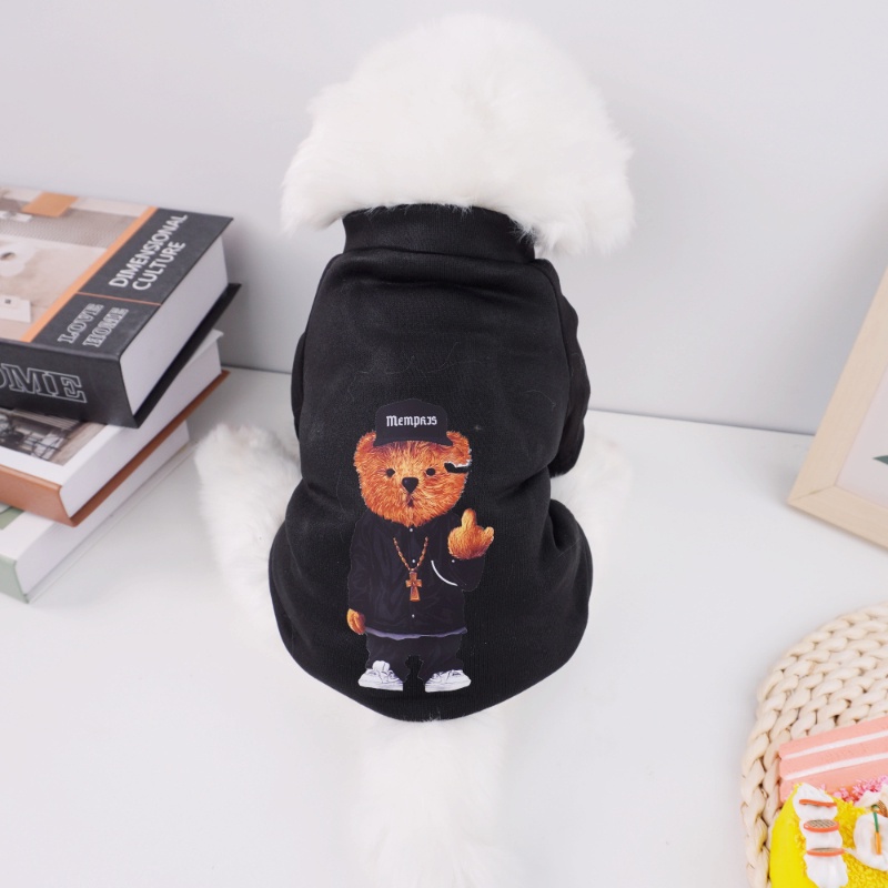 Sweater Lengan Pendek Pet Motif Beruang Kecil Sweatshirt Pakaian Anjing Baju Kucing