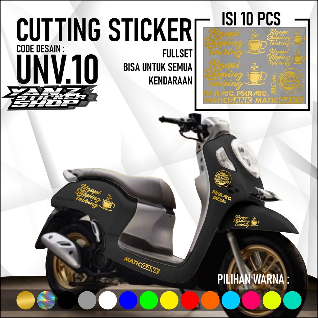 LIST Cutting Sticker Ngopi Shopping Touring Satu Set - Aksesoris Stiker Striping Motor Honda Scoopy 