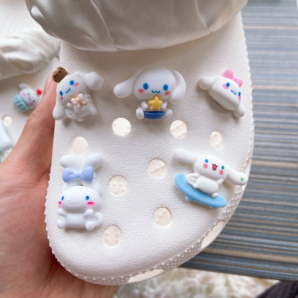 @shinydiy 9 pcs Sanrio Cinnamon Crocs Jibbitz Shoes Charm Sandal Aksesoris Sepatu Hias【asesoris wanita｜crocs jibbitz】