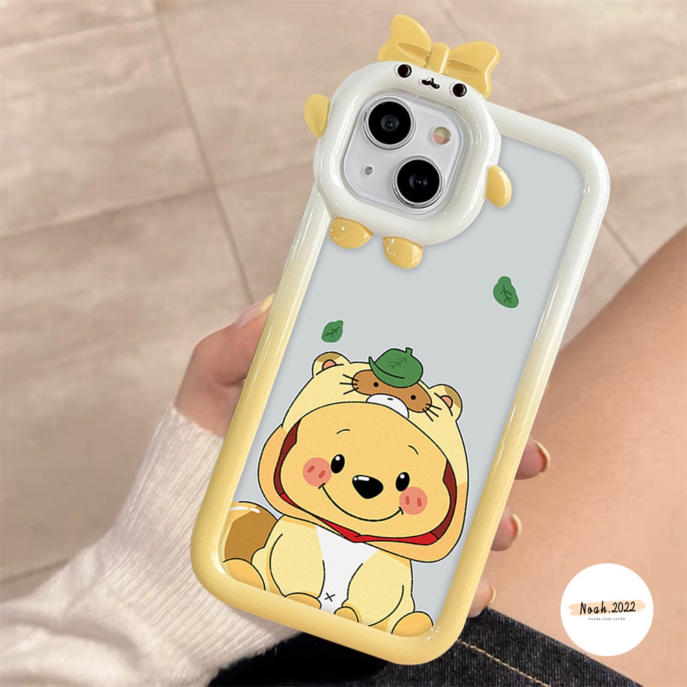 Case Untuk Samsung A04 A04s A04E A03s A53 A50s A50 A30s A52s A22 A71 A02s A33 A13 A12 A03 A32 A23 A52 A51 A21s A73 A11 A31 Kartun Winnie Bear Dalam Kostum Macan Lucu Soft TPU Case