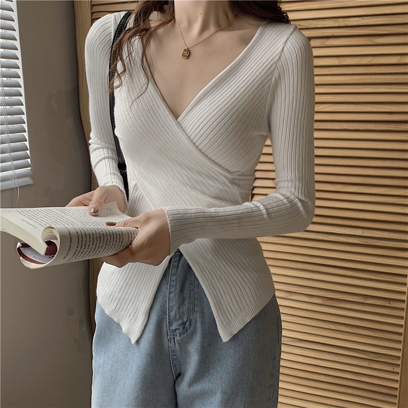 Knit Top Kimono Rajut Lengan Panjang Wrap Top Sweater Wanita Korea