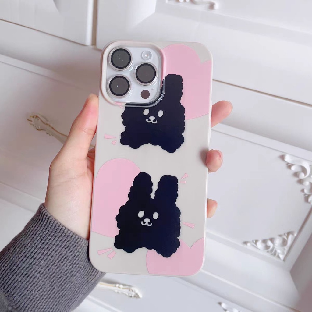 Ins Kelinci Siluet Cocok Untuk Iphone14 14pro 14plus 13 13pro 13prm13mini iPhone 11 12mini 7Plus 8Plus Xr XS 13 12 Pro Max Empat Sudut Casing Ponsel Tahan Guncangan