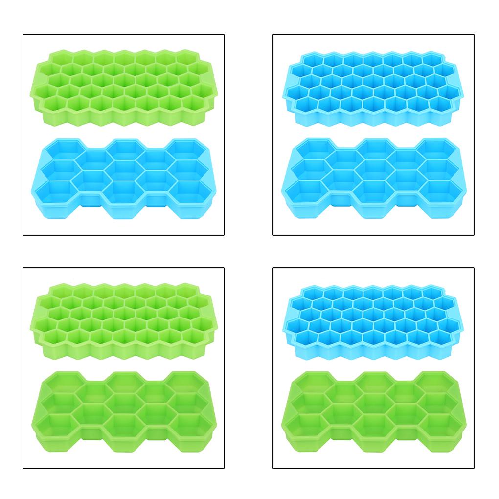 Cetakan Es Batu Silicone Cube Maker Hexagon Grids Ice Cube Tray Dengan Tutup