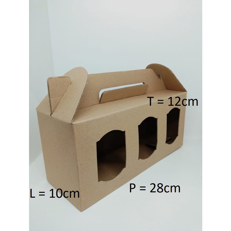

GABLE BOX MIKA 28X10X12 CM 5pcs E-FLUTE COKLAT LOBANG 3