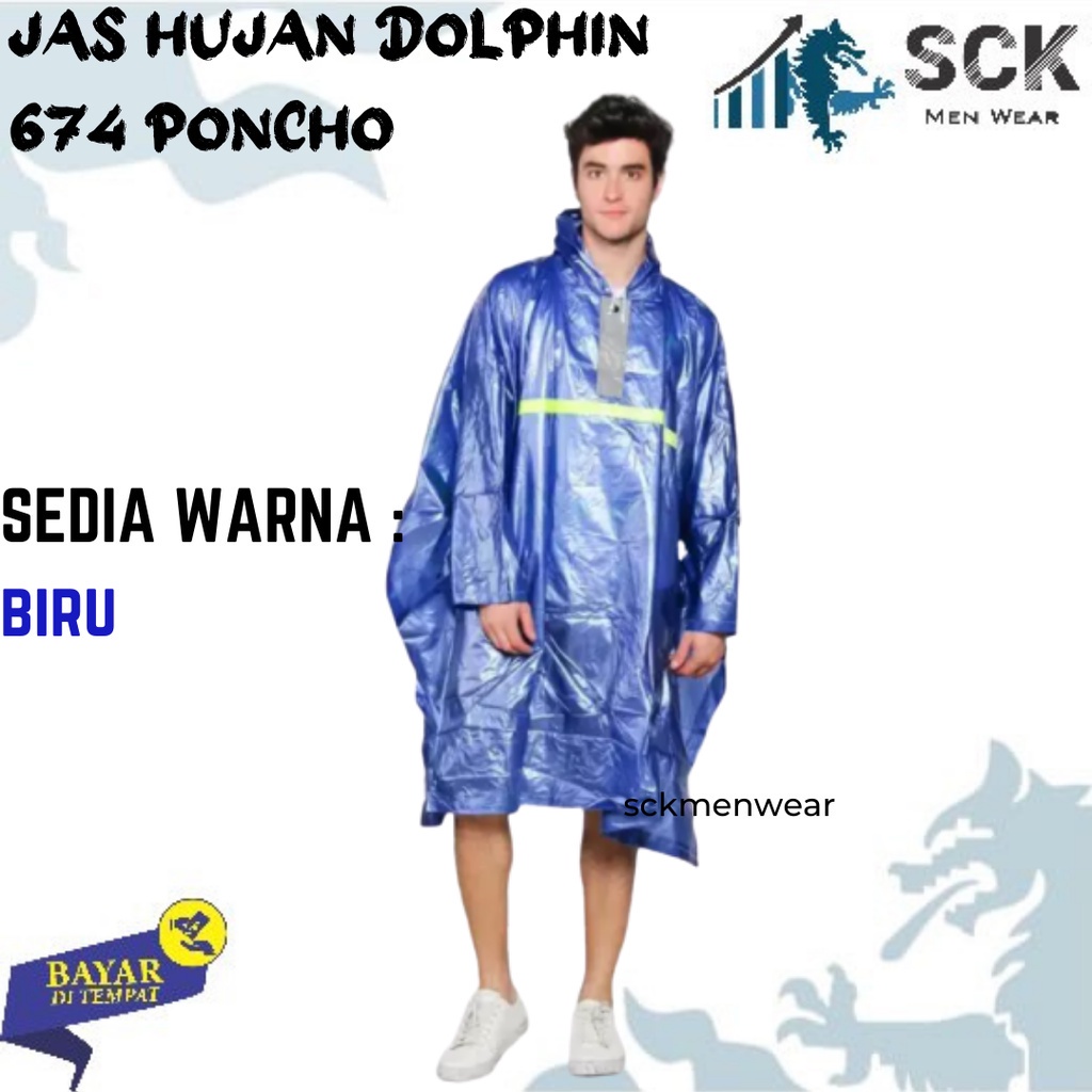 Jas Hujan DOLPHIN 674 PVC Dewasa / Jas Hujan Ponco Musim Hujan / Mantol Hujan - sckmenwear GROSIR