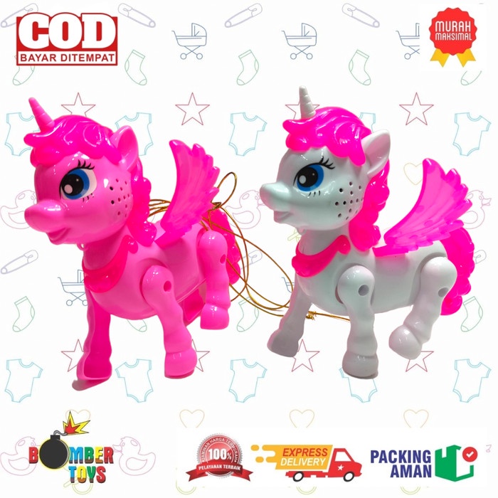 MAINAN ANAK BINATANG WALKING UNICORN KUDA PONI LUCU LAMPU MUSIK MURAH