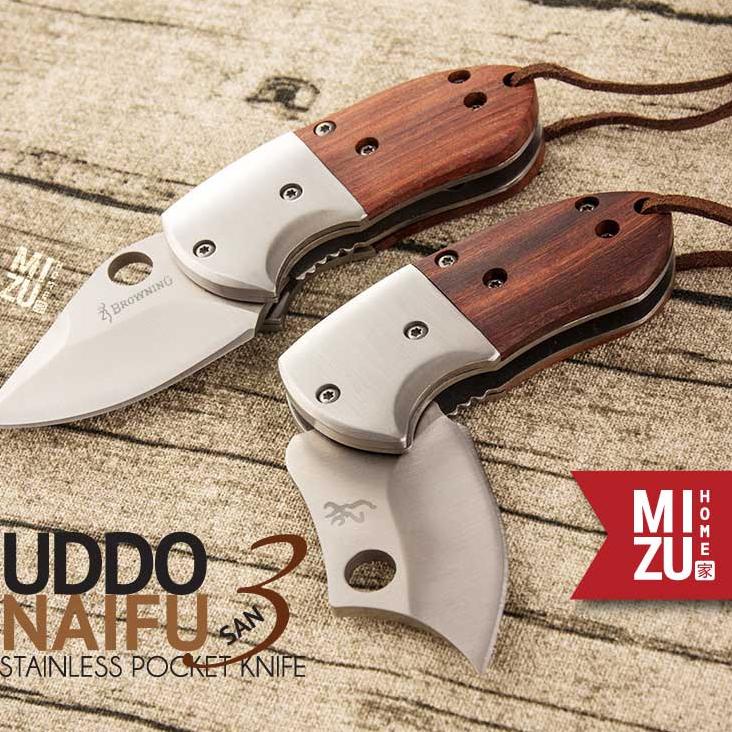 Bisa COD MIZU UDDONAIFU-SAN Stainless Pocket Knife Portable Folding Knife Pisau Saku Lipat Serbaguna