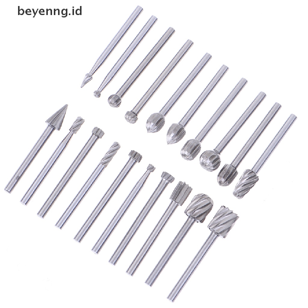 Beyen 20pcs Tungsten Carbide Rotary Point Burr Die Grinder Shank Set 3 * 40mm ID