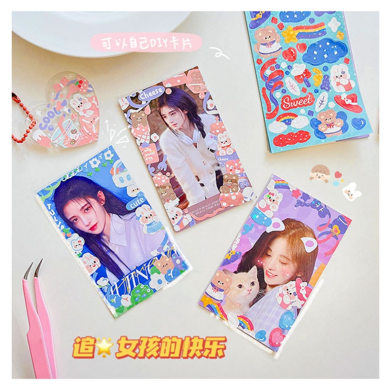 Untuk Kartu Jurnal Laptop Album Foto Decos Journal Diary Album Pembuatan Kartu DIY Seni Laser Bling Kartun Bunga Stiker Untuk Scrapbooking DIY Hias Stiker