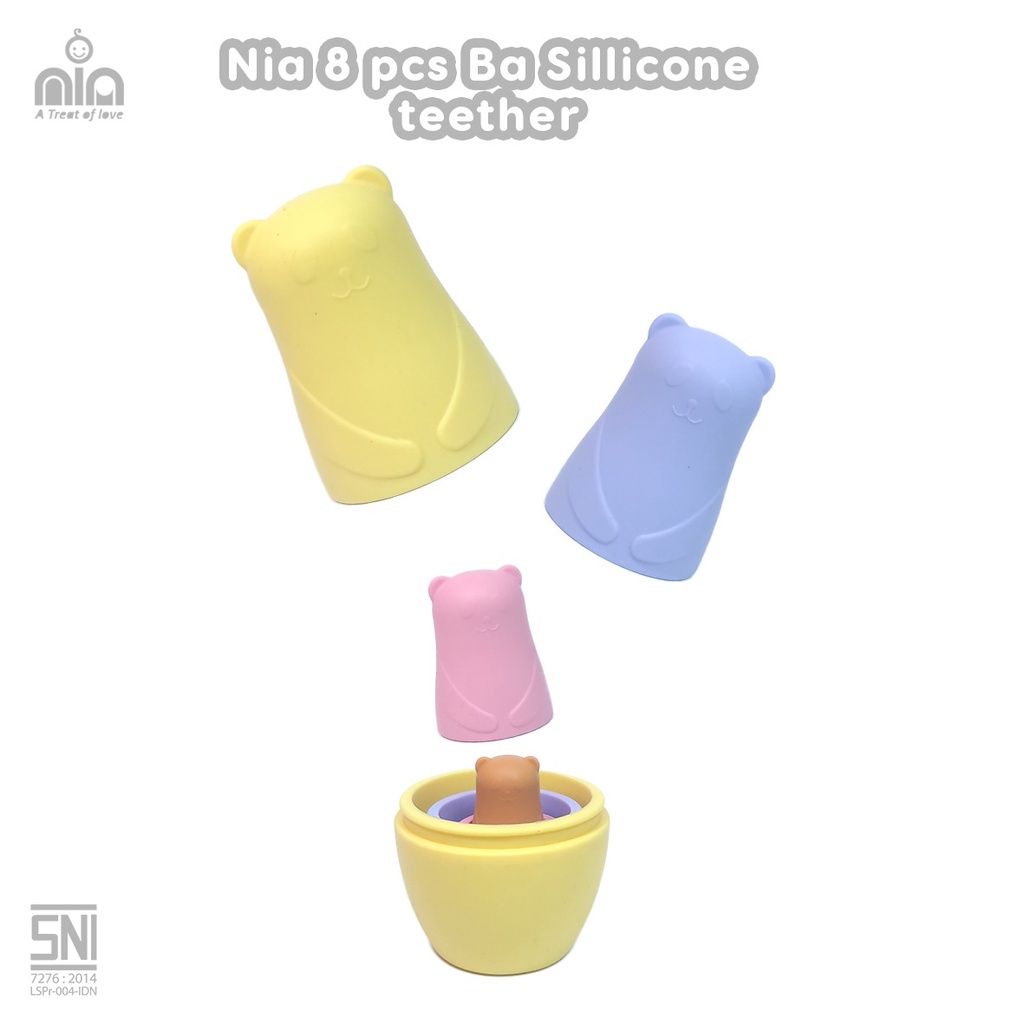 NIA BABY 8IN1 SILICONE BEAR TEETHER - GIGITAN BAYI BAHAN SILIKON ISI 8 - SILICONE CHEW TOYS