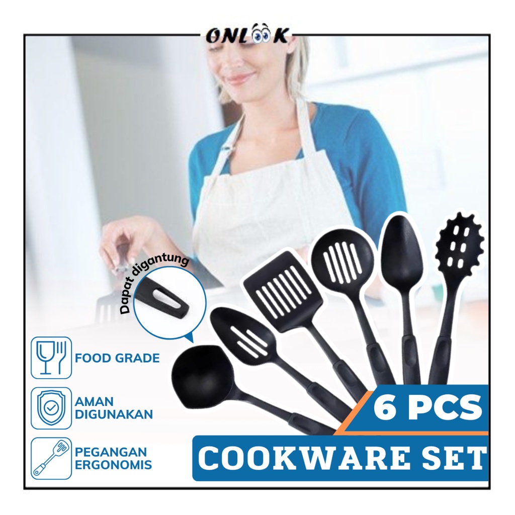 Spatula Set Isi 6 Pcs Sodet Peralatan Memasak Tumis Rebus Paket Sutil Lengkap 6IN1 Hadiah Pernikahan - ONLOOK