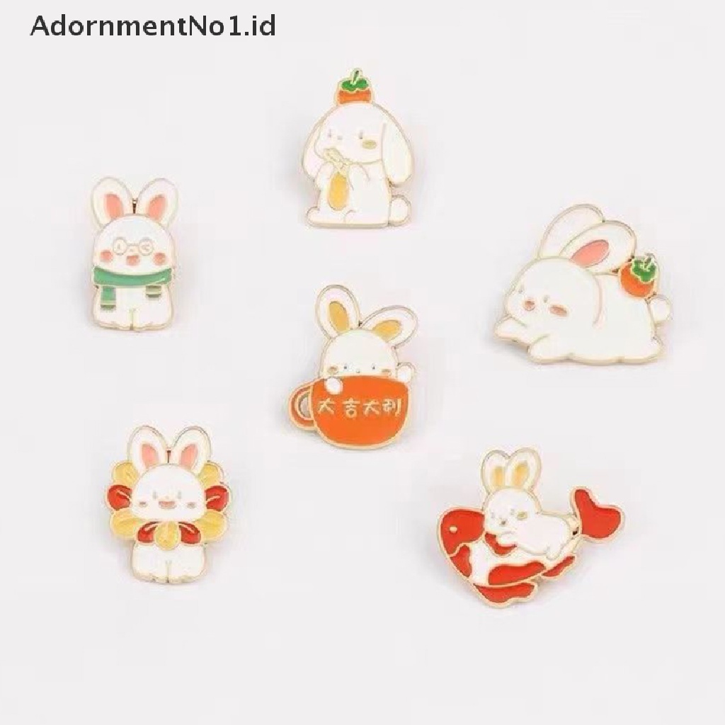 [AdornmentNo1] Lucu Tahun Baru Kelinci Enamel Bros Kartun Beruntung Merah Ikan Gurame Wortel Bunga Bunny Year Badge Pakaian Lapel Pin Hadiah Perhiasan [ID]