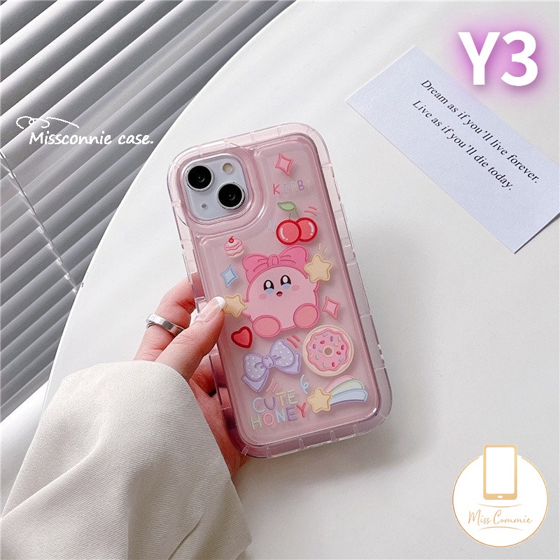 Kartun Kirby Cherry Candy Airbag Casing Realme C53 C55 C30 7i C17 9i C21Y C15 C12 C25 C11 C25s C35 5 C33 C25Y 6i 5i 5s C3 C20A C20 Cute Strawberry Bear Manyo Shockproof Soft Cover